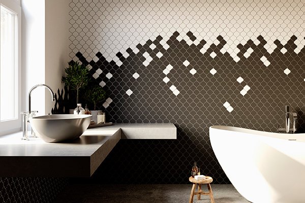Керамическая плитка мозаика в отделке ванной комнаты