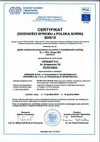 Сертификат соответствия. Плитки керамические № 60/N/18.Польский